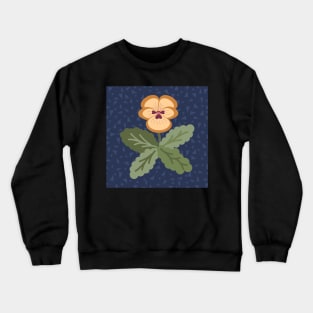 Minimalist pansy flower on classic navy blue Crewneck Sweatshirt